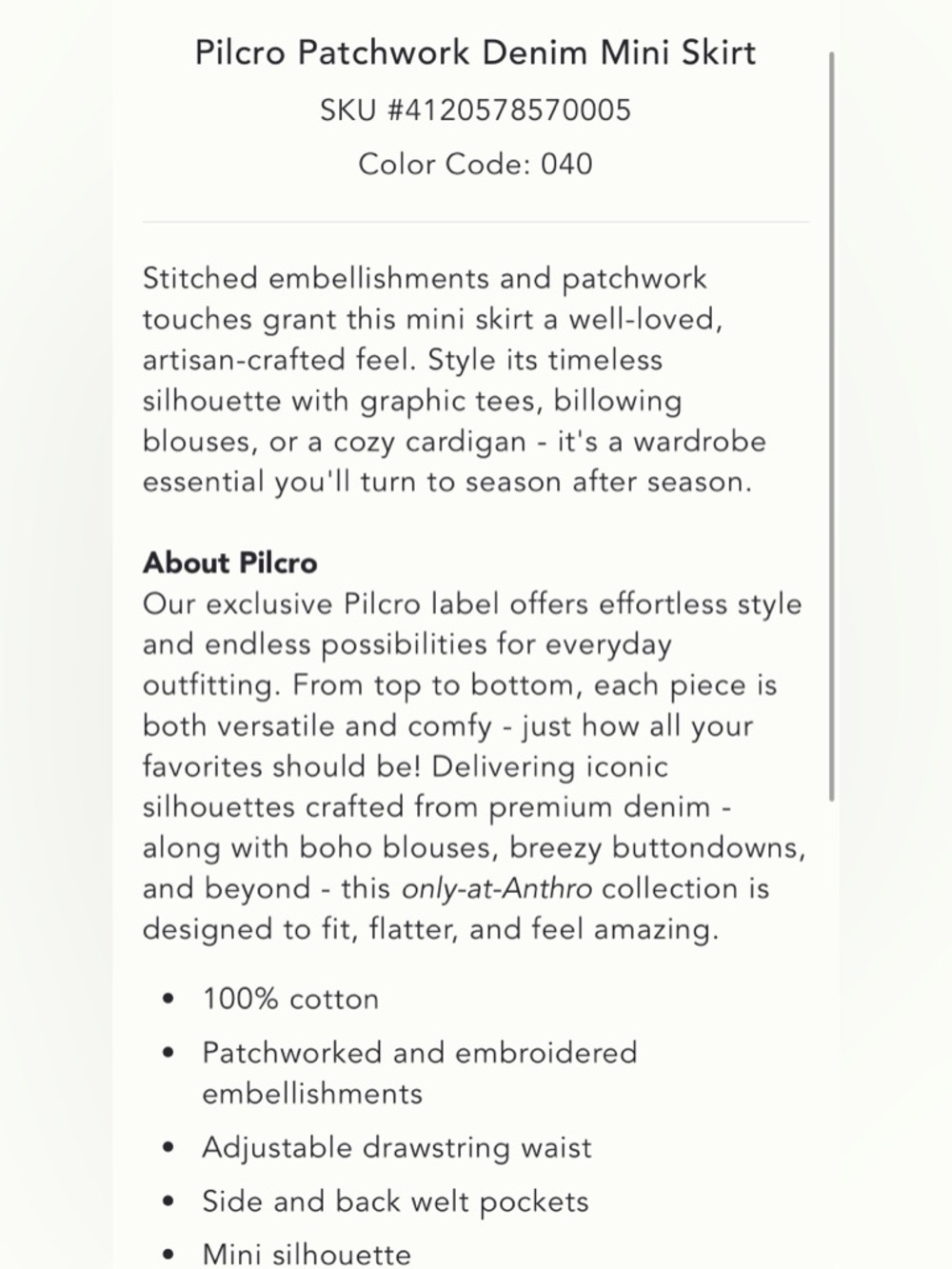 ANTHROPOLOGIE PILCRO Patchwork Denim Mini Skirt M - Picture 15 of 16